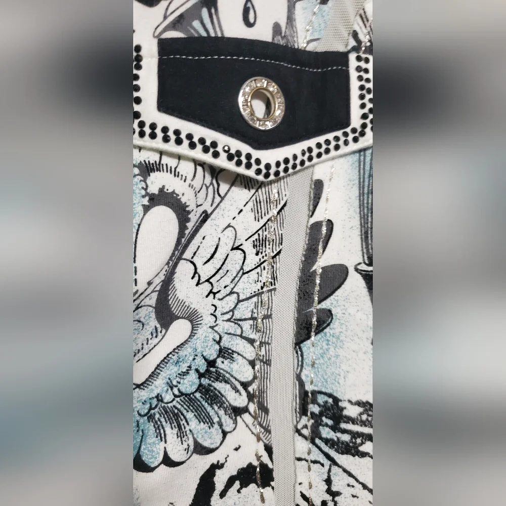 XL Bagutti Collection Women’s Blazer Jacket Abstract Animal Print Button Front - Picture 10 of 15